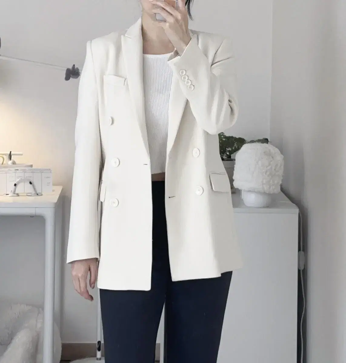 자라 zara 아이보리 간절기 봄 자켓 xs~m